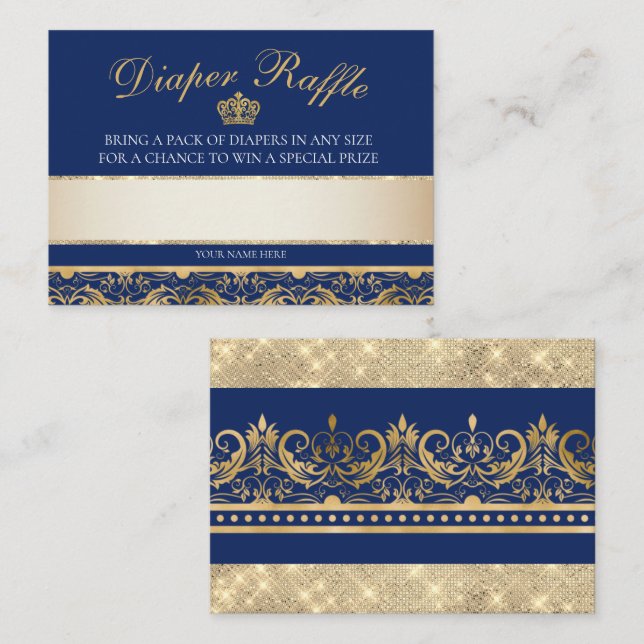 Elegante Royal Prince Baby Duwer Diaper Raffle Begleitkarte (Vorne/Hinten)