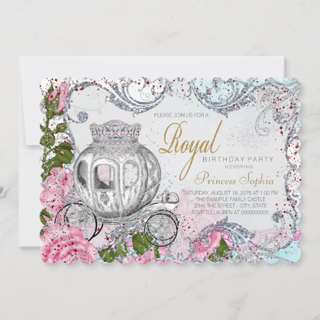 Elegante Royal Princess Birthday Party Einladung (Vorderseite)