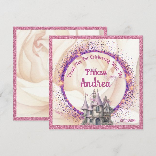 Elegante Royal Princess Birthday Party | Fairy Tal Dankeskarte (Vorne/Hinten)
