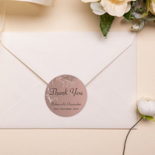Elegante Royal Rose Gold Hochzeit-Dankeschön Runder Aufkleber