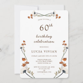 Elegante Royal Wildblume 60 Geburtstagsparty Einladung