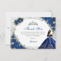 Elegante Royalblaue und silberne Rosen Quinceañera