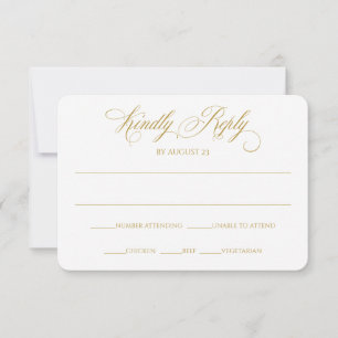 Elegante RSVP-Antwortkarte Charlene (Gold) Einladung