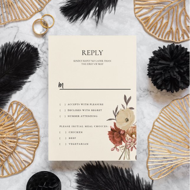 Elegante RSVP-Antwortkarte für den Herbstfall Einladung (Von Creator hochgeladen)