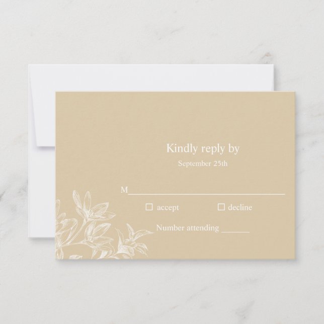 Elegante RSVP-Karte für Botanische Weiße Blütenhoc (Vorderseite)