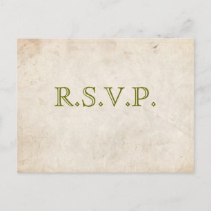 Elegante RSVP-Karte für grünes Parchment Einladungspostkarte