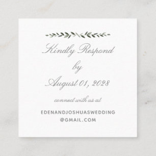 Elegante RSVP-Karte für traditionelle Olivenzweige Quadratische Visitenkarte