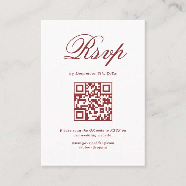 Elegante RSVP-Karte für Weihnachten und Rot Begleitkarte (Vorderseite)