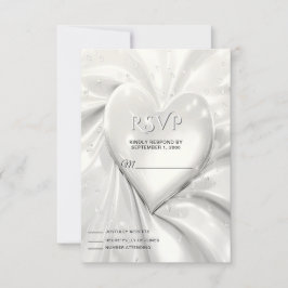 Elegante RSVP-Karte für Weißes Cream Herz RSVP Karte