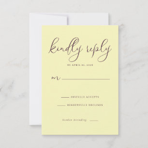 Elegante RSVP-Karte in blassem Gelb RSVP Karte
