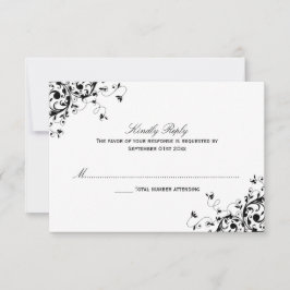 Elegante RSVP-Karten für Schwarz-Weiß-Hochzeiten v RSVP Karte