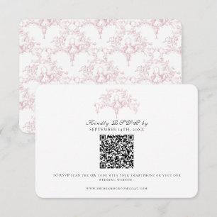 Elegante RSVP Pink und White Französische Toile Ta Karte