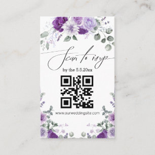 elegante RSVP-QR-Code-Hochzeit lila floral Karte