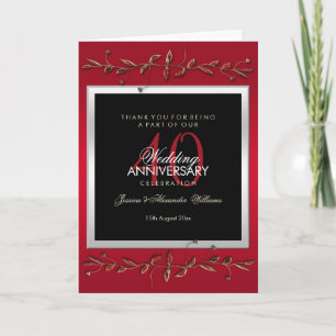 Elegante Rubine Edelsteine 40. Hochzeitstag Karte