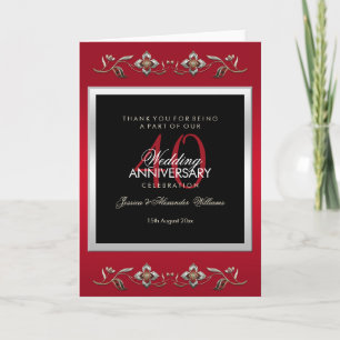 Elegante Rubine Edelsteine 40. Hochzeitstag Karte