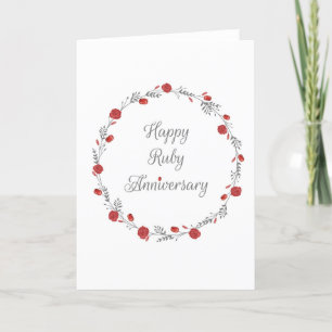 Elegante Ruby & Floral 40 Jahre Jubiläumskarte Karte