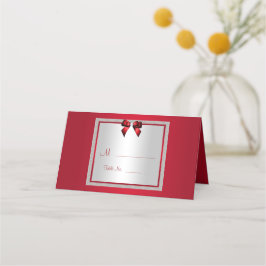 Elegante Ruby Red & Silver Glitzer Wedding Platzkarte