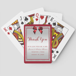 Elegante Ruby Red & Silver Glitzer Wedding Spielkarten