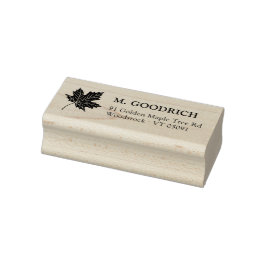 Elegante Rücksendeadresse aus Ahornblättern. Holz Gummistempel