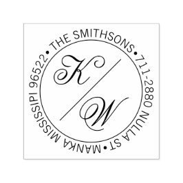 Elegante Rücksendeadresse Circular Wedding Initial Permastempel