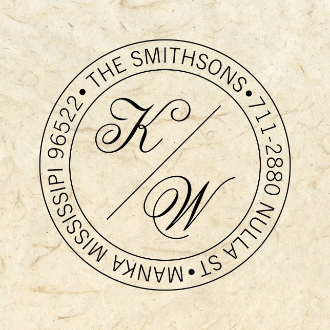 Elegante Rücksendeadresse Circular Wedding Initial Permastempel (Von Creator hochgeladen)