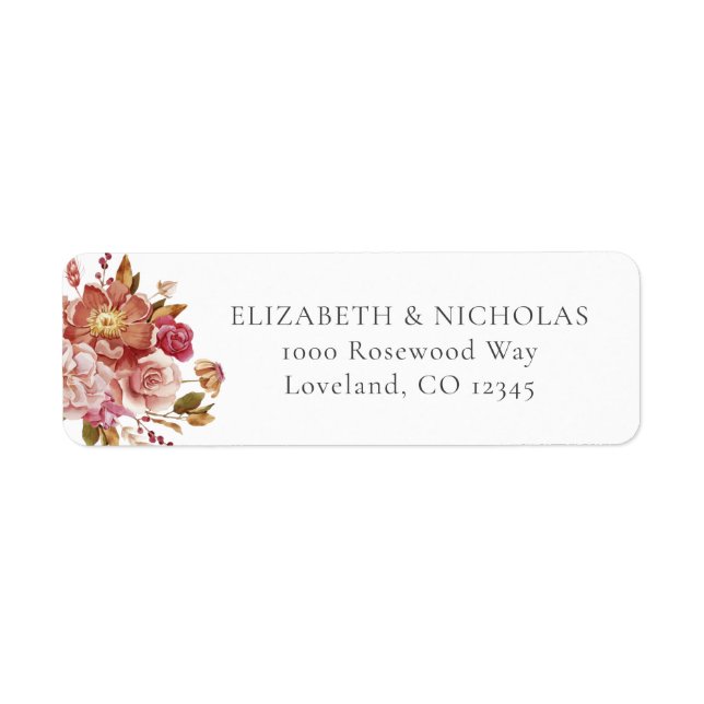 Elegante Rücksendeadresse für Hochzeiten mit Wasse (Vorne)