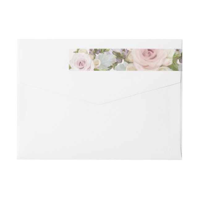 Elegante Rücksendeadresse Hochzeit Lavische Rose f (Rückseite)
