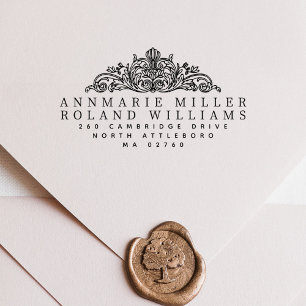 Elegante Rücksendeadresse mit Vintag zwei Nachname Permastempel