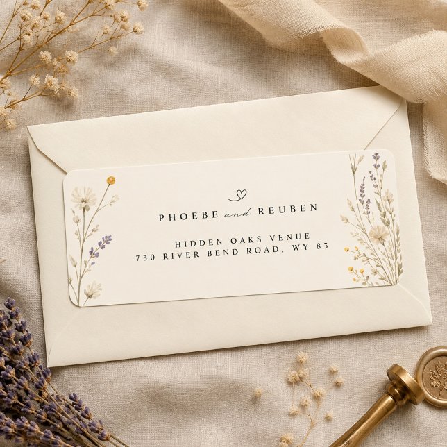Elegante Rücksendeadresse mit Wildblumen  (Von Creator hochgeladen)