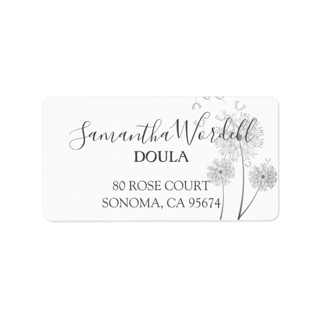 Elegante Rücksendeadresse von Birth Doula oder Heb Adressaufkleber (Vorne)