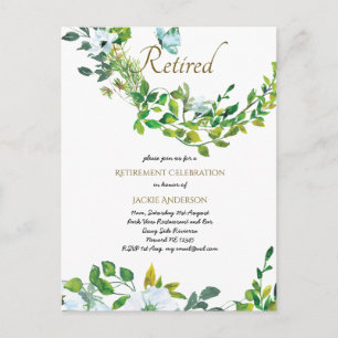 Elegante RUHESTANDS-Einladungen Botanisch Floral Postkarte
