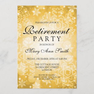 Elegante Ruhestands-Party-Goldwinter Bokeh Lichter Einladung