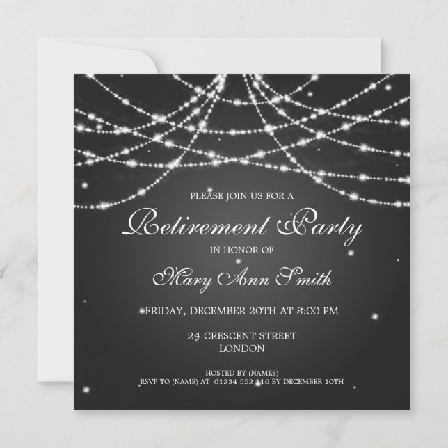 Elegante Ruhestands-Party-Schnur des Einladung (Vorderseite)