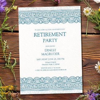 Elegante Ruhestands-Toga-Party in Blau Einladung
