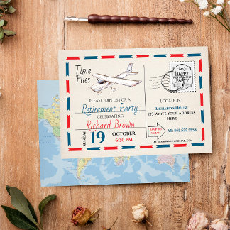 Elegante Ruhestandsparty-Einladung - Flugzeug 3 Einladung