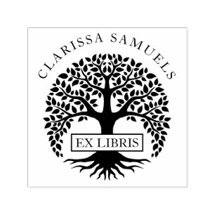 Elegante Runde Bäume Individuelle Name Permastempel