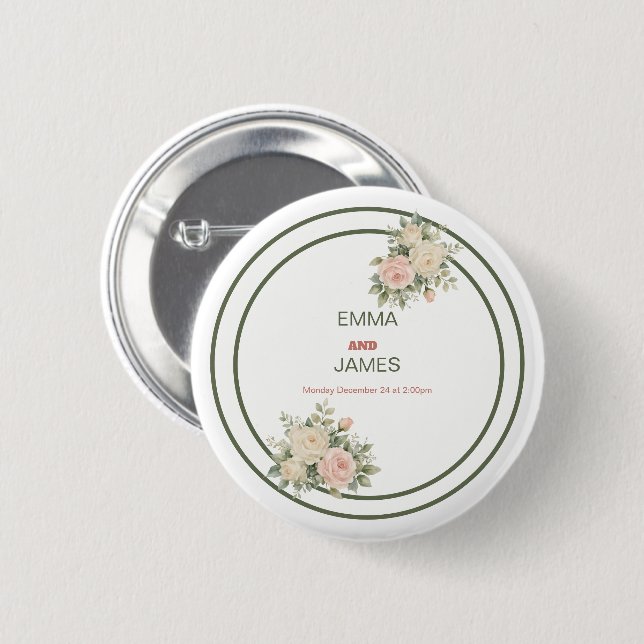Elegante runde Eukalyptus-Aufkleber im Wasserfarbe Button (Vorne & Hinten)