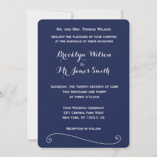 Elegante runde Hochzeitskarten in Navyblau Einladung