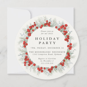 Elegante runde rote Beeren-Festparty Einladung