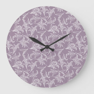 Elegante runde Wanduhr: Maiglöckchen, Mauve Große Wanduhr