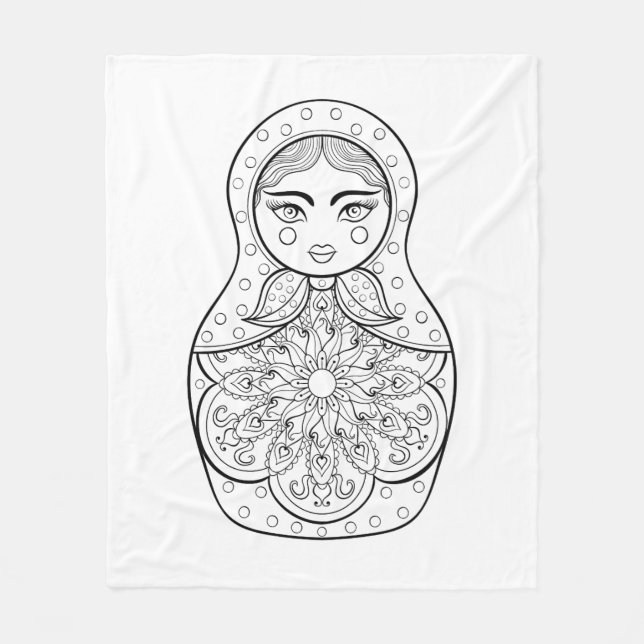 Elegante russische Puppe Fleecedecke (Vorderseite)