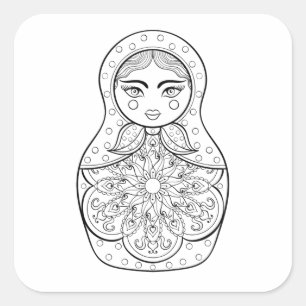Elegante russische Puppe Quadratischer Aufkleber