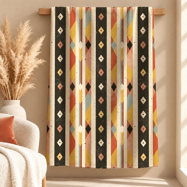 Elegante Rust-Sage-Geometric-Boho-Decke Fleecedecke (Elegant Rust Sage Geometric Boho Blanket)