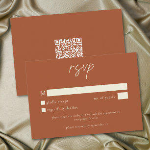 Elegante Rust Terrakotta Minimalistische Hochzeit RSVP Karte