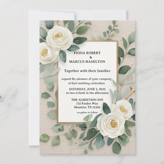 Elegante Rustic Boho Floral Wedding Einladung (Vorderseite)