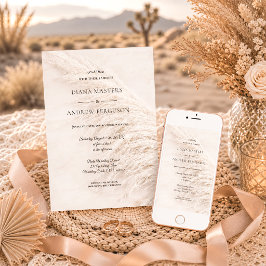 Elegante Rustic Boho Pampas Grass Wedding Einladung