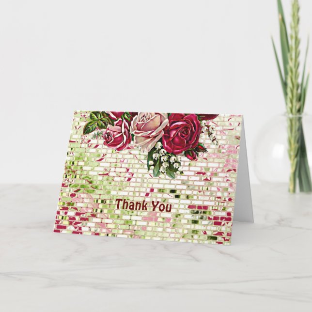 Elegante Rustic Burgund Maroon Rose Hochzeit Dankeskarte (Vorderseite)