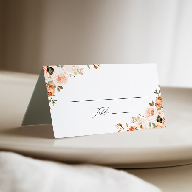 Elegante Rustic Fall Floral Wedding Platzkarte (Von Creator hochgeladen)