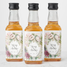 Elegante Rustic Floral Monogram Wedding Alkoholflaschenetikett