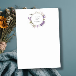 Elegante Rustic Meadow Lilac Floral Wreath Wedding Mitteilungskarte